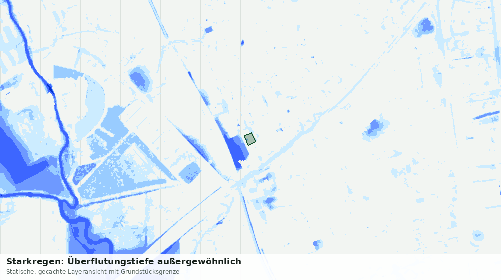 Statische Kartenansicht: Starkregen: Überflutungstiefe außergewöhnlich