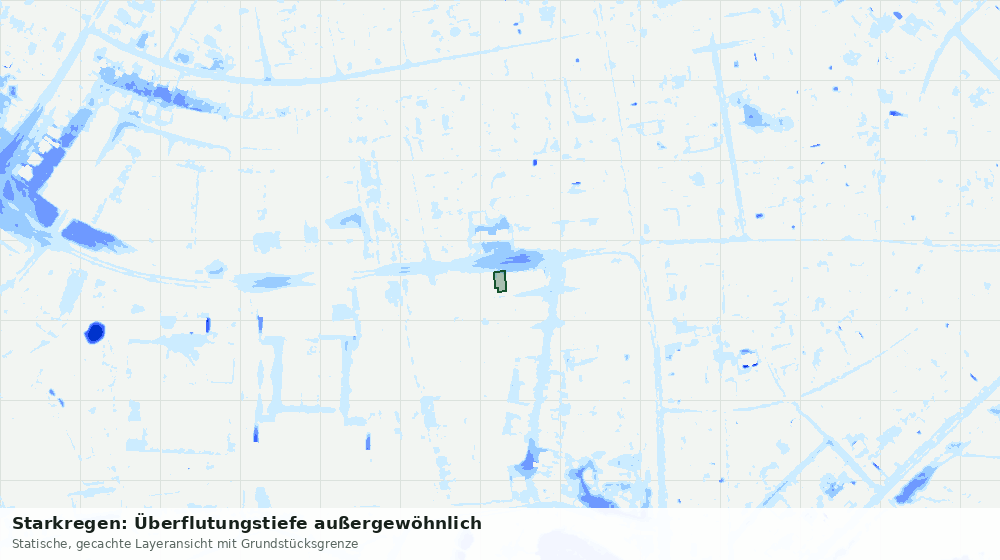 Statische Kartenansicht: Starkregen: Überflutungstiefe außergewöhnlich