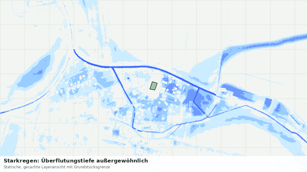 Statische Kartenansicht: Starkregen: Überflutungstiefe außergewöhnlich