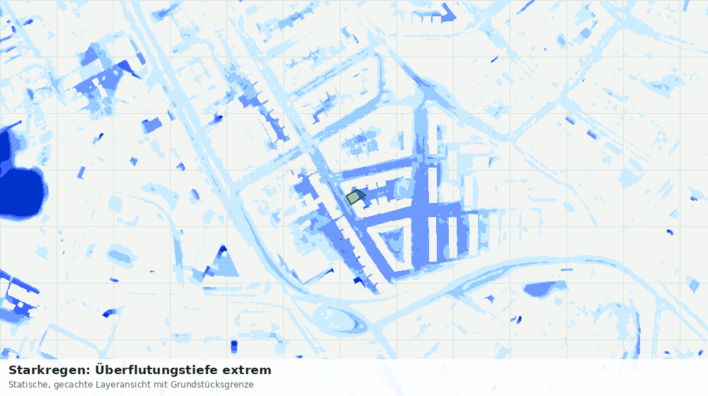 Statische Kartenansicht: Starkregen: Überflutungstiefe extrem