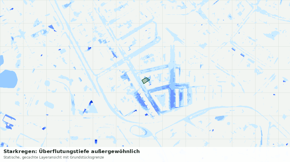 Statische Kartenansicht: Starkregen: Überflutungstiefe außergewöhnlich