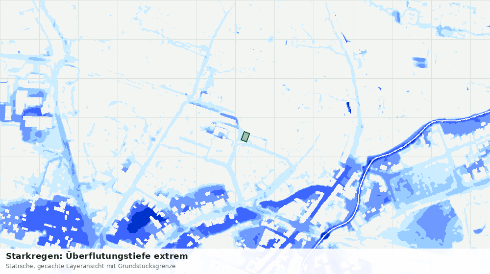 Statische Kartenansicht: Starkregen: Überflutungstiefe extrem