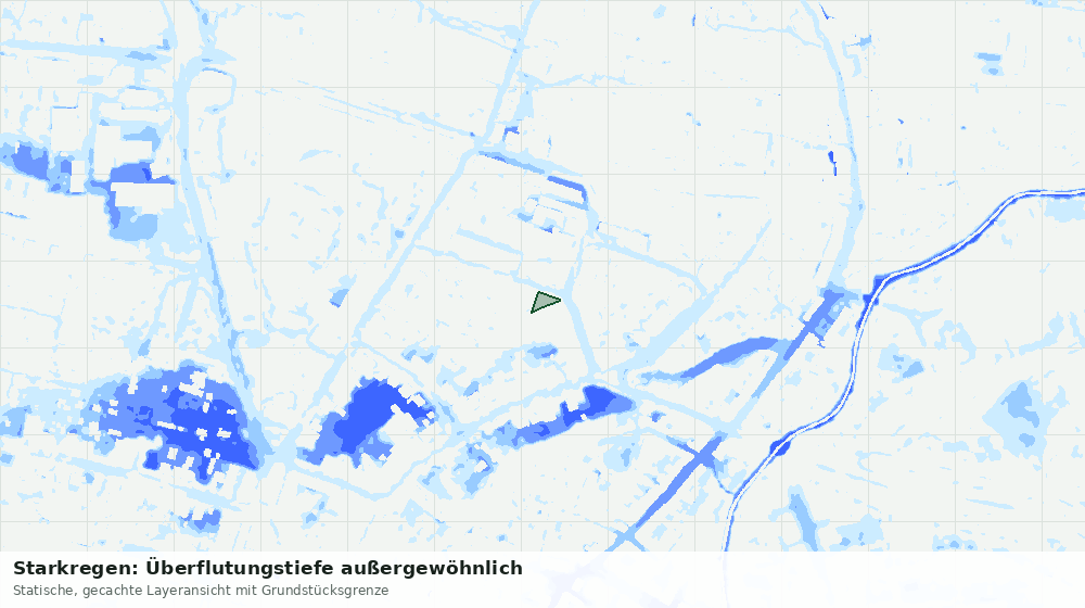 Statische Kartenansicht: Starkregen: Überflutungstiefe außergewöhnlich