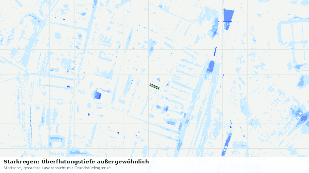 Statische Kartenansicht: Starkregen: Überflutungstiefe außergewöhnlich