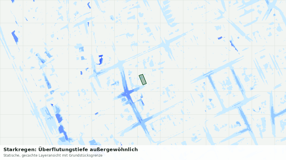 Statische Kartenansicht: Starkregen: Überflutungstiefe außergewöhnlich