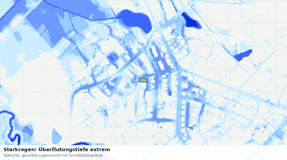 Statische Kartenansicht: Starkregen: Überflutungstiefe extrem