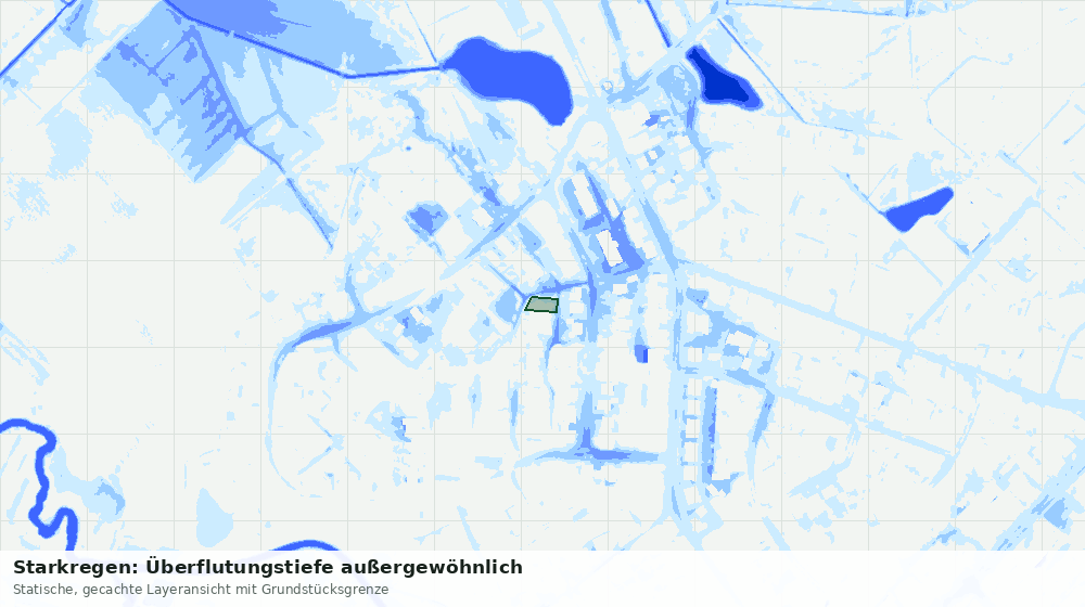 Statische Kartenansicht: Starkregen: Überflutungstiefe außergewöhnlich
