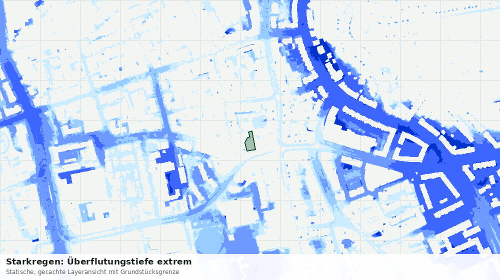 Statische Kartenansicht: Starkregen: Überflutungstiefe extrem