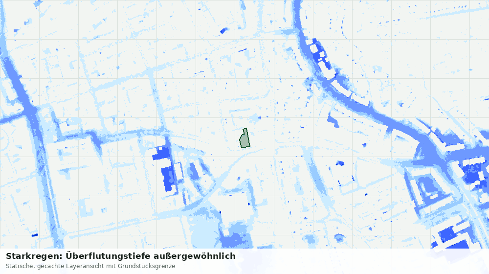 Statische Kartenansicht: Starkregen: Überflutungstiefe außergewöhnlich