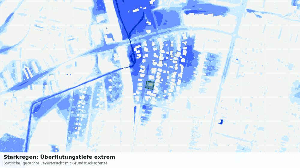 Statische Kartenansicht: Starkregen: Überflutungstiefe extrem