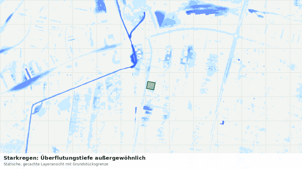 Statische Kartenansicht: Starkregen: Überflutungstiefe außergewöhnlich