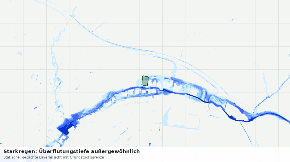 Statische Kartenansicht: Starkregen: Überflutungstiefe außergewöhnlich