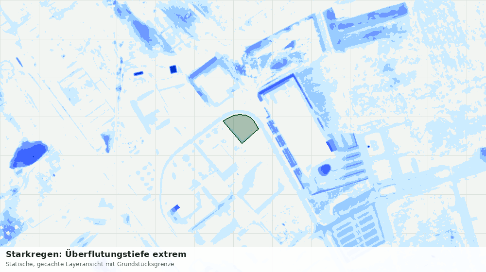 Statische Kartenansicht: Starkregen: Überflutungstiefe extrem