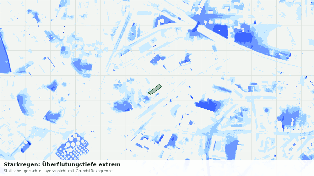 Statische Kartenansicht: Starkregen: Überflutungstiefe extrem
