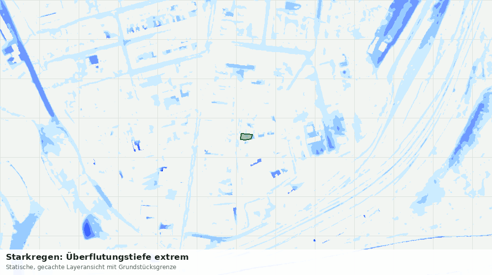 Statische Kartenansicht: Starkregen: Überflutungstiefe extrem