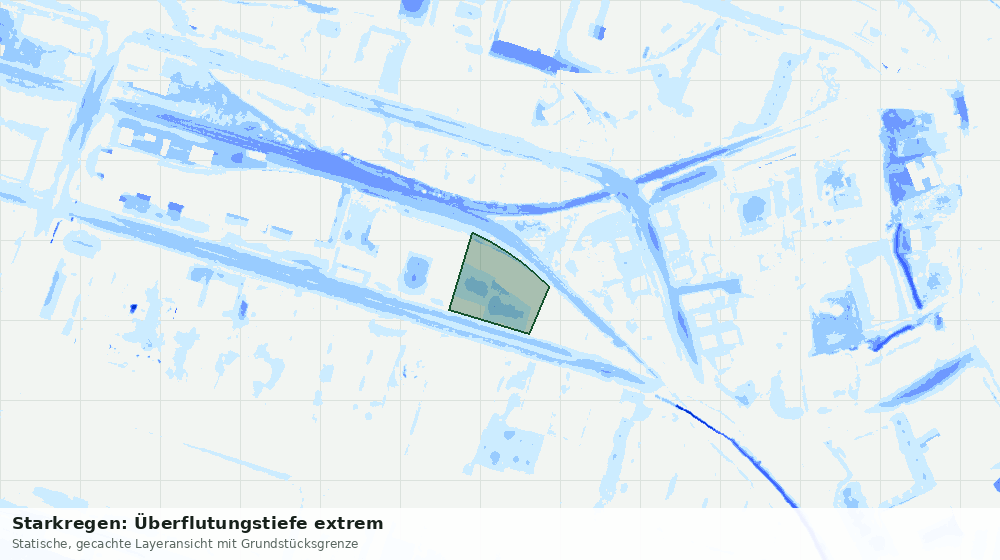 Statische Kartenansicht: Starkregen: Überflutungstiefe extrem