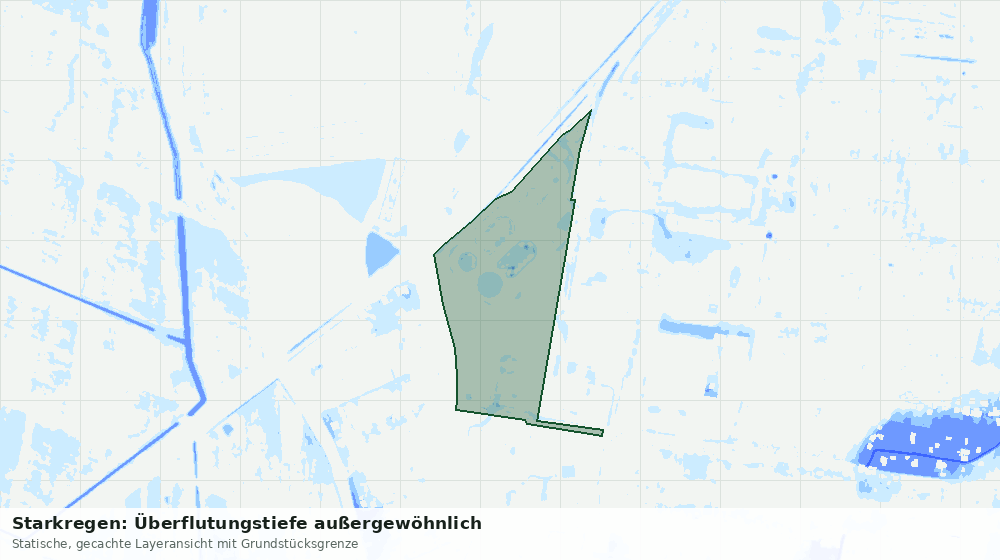 Statische Kartenansicht: Starkregen: Überflutungstiefe außergewöhnlich