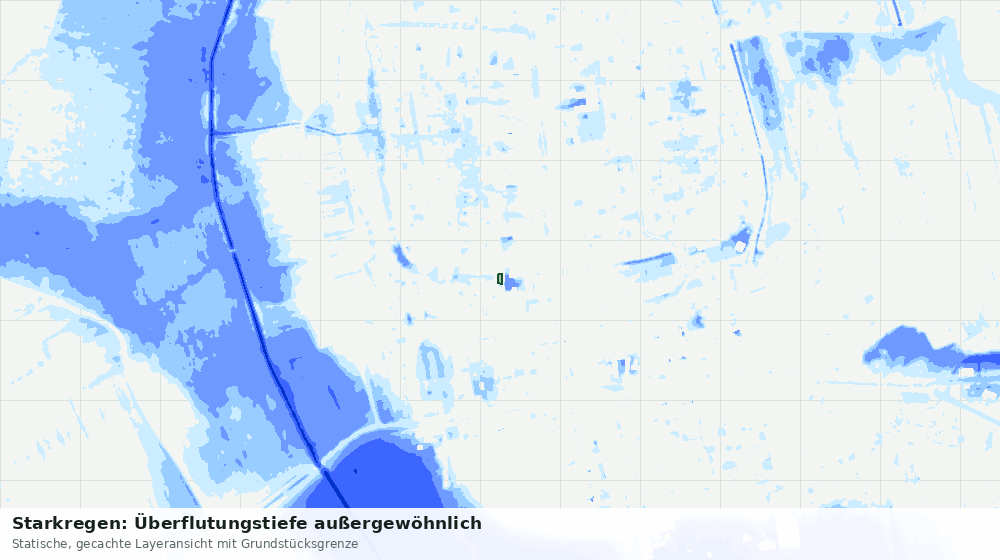 Statische Kartenansicht: Starkregen: Überflutungstiefe außergewöhnlich