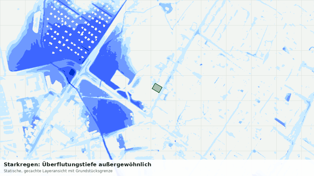 Statische Kartenansicht: Starkregen: Überflutungstiefe außergewöhnlich