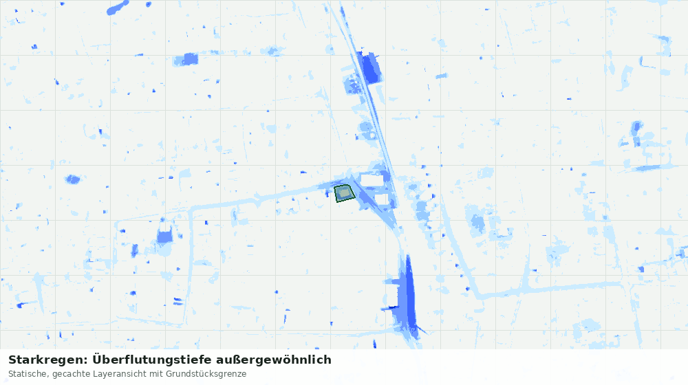 Statische Kartenansicht: Starkregen: Überflutungstiefe außergewöhnlich