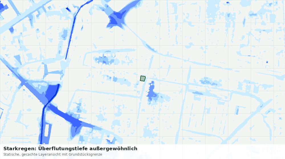 Statische Kartenansicht: Starkregen: Überflutungstiefe außergewöhnlich