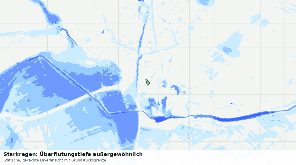 Statische Kartenansicht: Starkregen: Überflutungstiefe außergewöhnlich