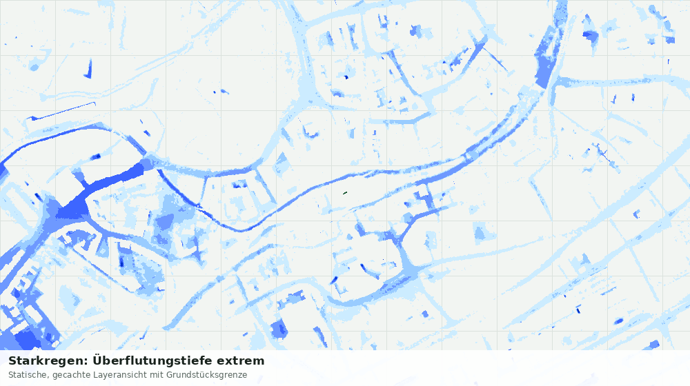 Statische Kartenansicht: Starkregen: Überflutungstiefe extrem