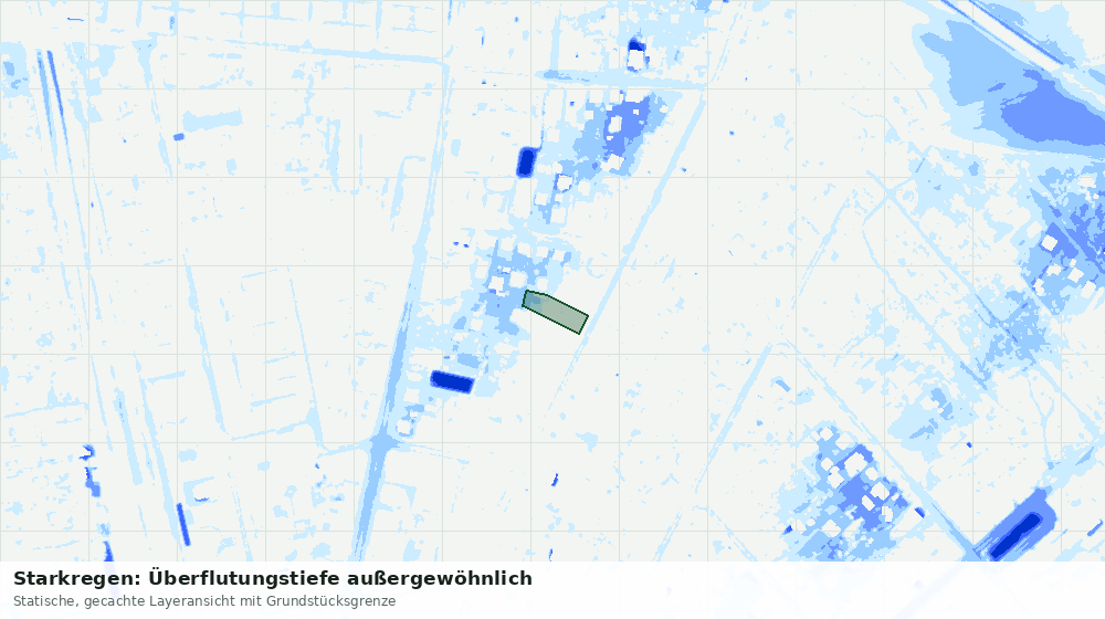Statische Kartenansicht: Starkregen: Überflutungstiefe außergewöhnlich