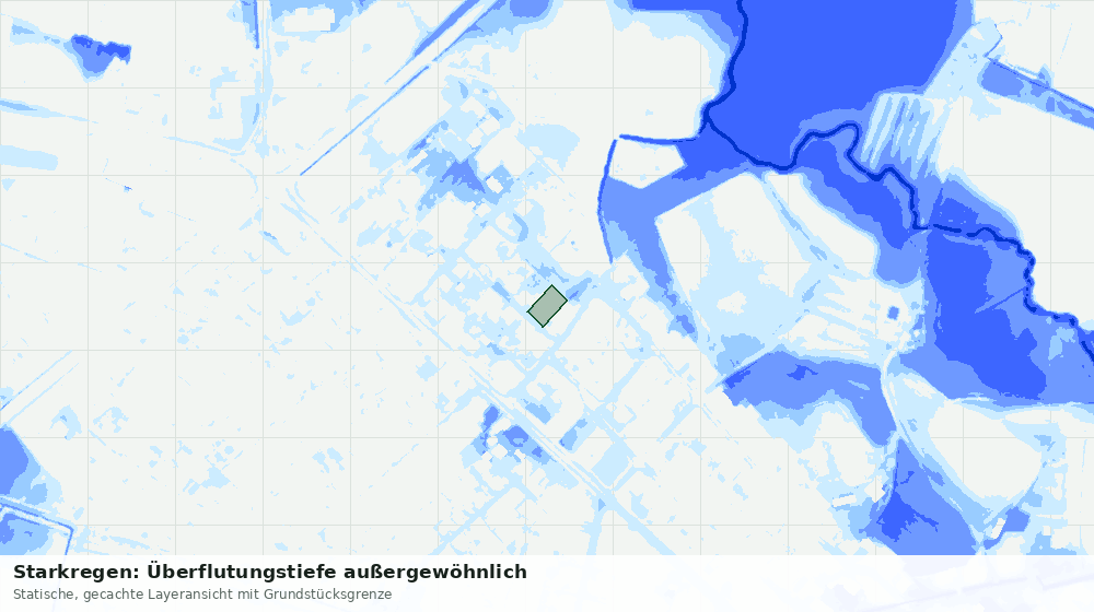 Statische Kartenansicht: Starkregen: Überflutungstiefe außergewöhnlich