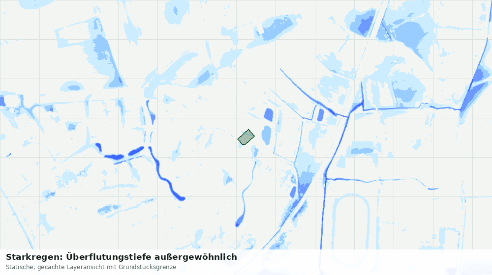 Statische Kartenansicht: Starkregen: Überflutungstiefe außergewöhnlich