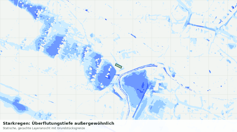 Statische Kartenansicht: Starkregen: Überflutungstiefe außergewöhnlich