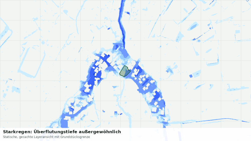 Statische Kartenansicht: Starkregen: Überflutungstiefe außergewöhnlich