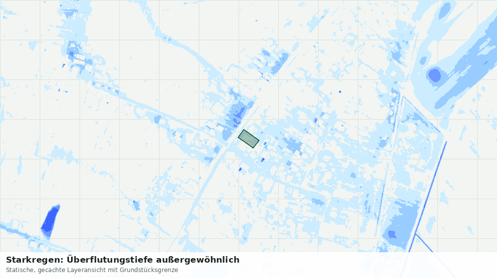 Statische Kartenansicht: Starkregen: Überflutungstiefe außergewöhnlich