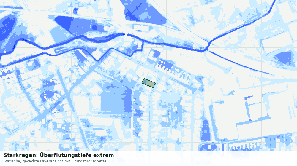 Statische Kartenansicht: Starkregen: Überflutungstiefe extrem