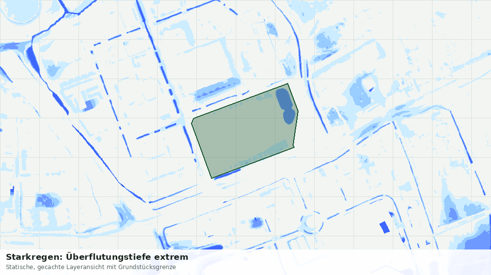 Statische Kartenansicht: Starkregen: Überflutungstiefe extrem
