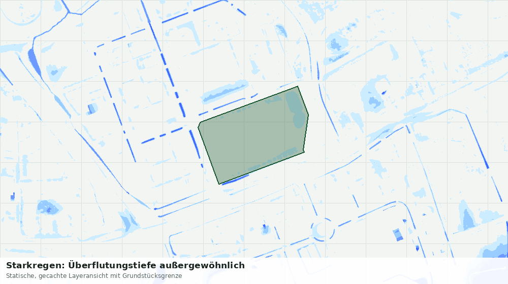 Statische Kartenansicht: Starkregen: Überflutungstiefe außergewöhnlich