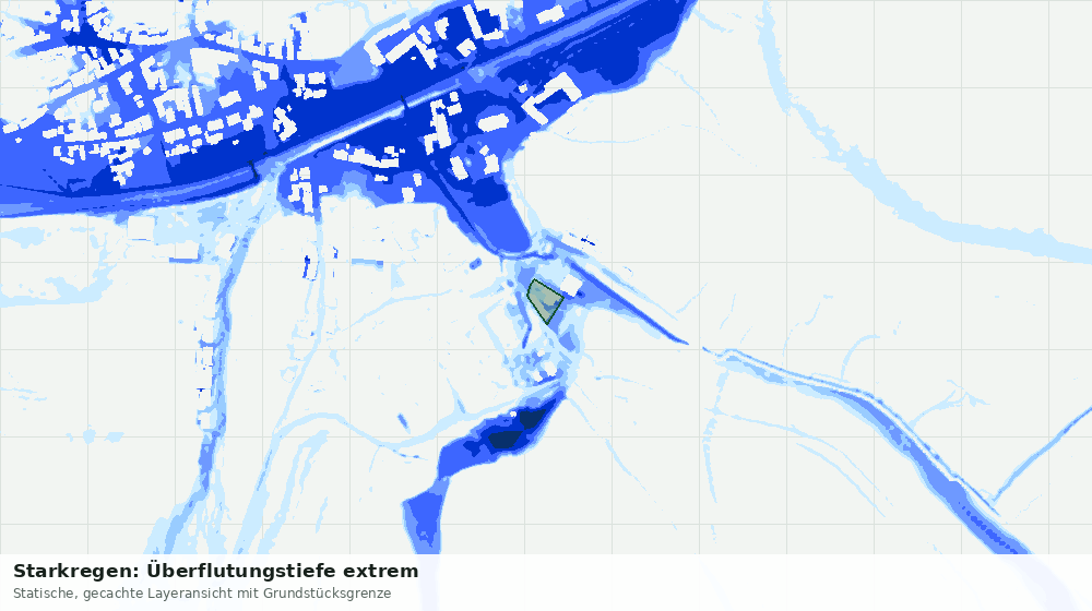 Statische Kartenansicht: Starkregen: Überflutungstiefe extrem
