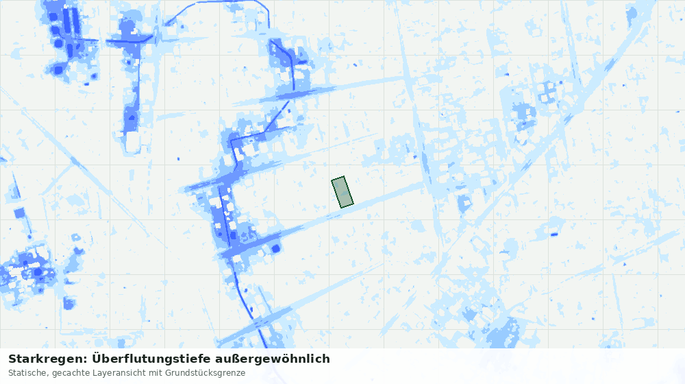 Statische Kartenansicht: Starkregen: Überflutungstiefe außergewöhnlich