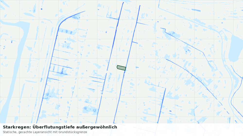 Statische Kartenansicht: Starkregen: Überflutungstiefe außergewöhnlich