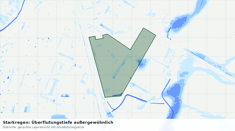 Statische Kartenansicht: Starkregen: Überflutungstiefe außergewöhnlich