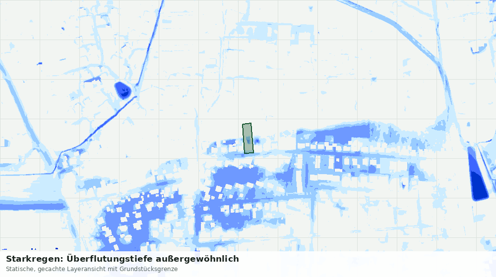 Statische Kartenansicht: Starkregen: Überflutungstiefe außergewöhnlich