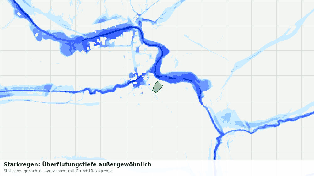 Statische Kartenansicht: Starkregen: Überflutungstiefe außergewöhnlich