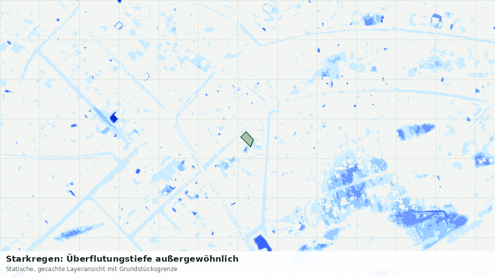 Statische Kartenansicht: Starkregen: Überflutungstiefe außergewöhnlich