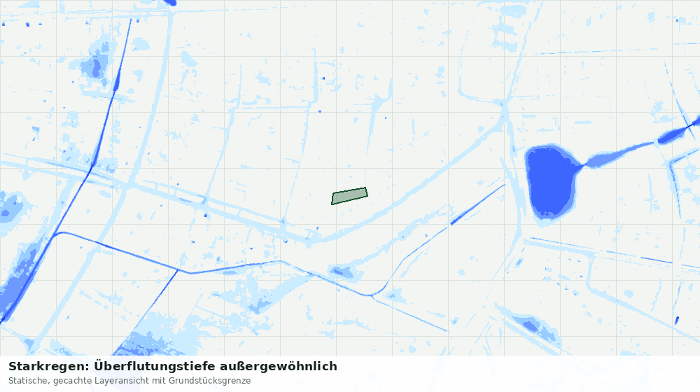 Statische Kartenansicht: Starkregen: Überflutungstiefe außergewöhnlich
