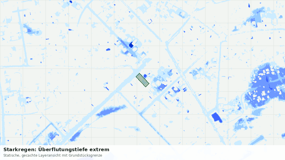 Statische Kartenansicht: Starkregen: Überflutungstiefe extrem
