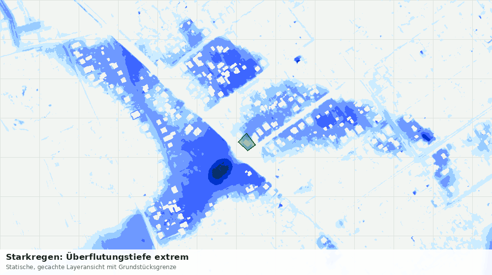 Statische Kartenansicht: Starkregen: Überflutungstiefe extrem