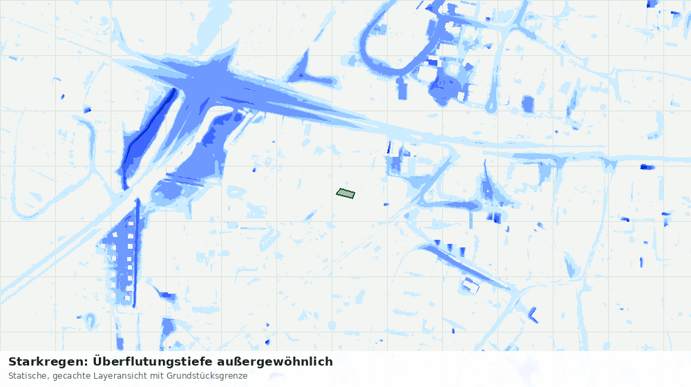 Statische Kartenansicht: Starkregen: Überflutungstiefe außergewöhnlich