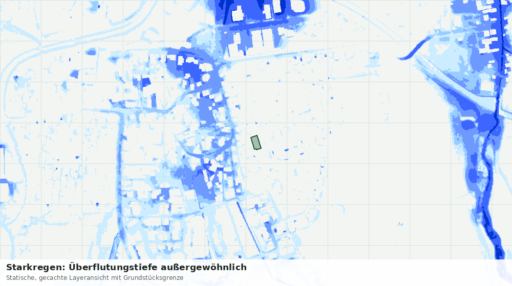 Statische Kartenansicht: Starkregen: Überflutungstiefe außergewöhnlich