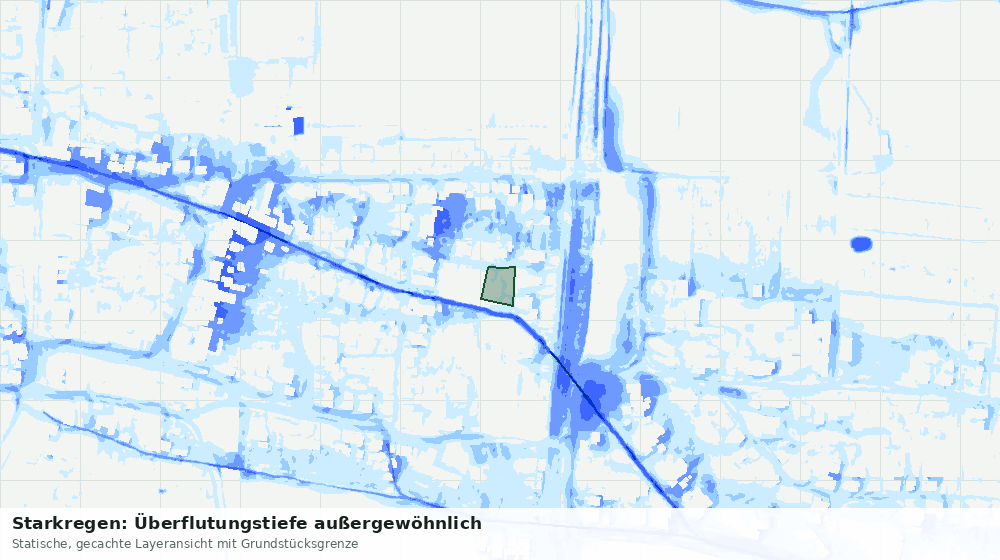 Statische Kartenansicht: Starkregen: Überflutungstiefe außergewöhnlich
