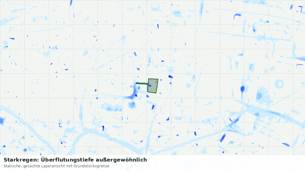 Statische Kartenansicht: Starkregen: Überflutungstiefe außergewöhnlich